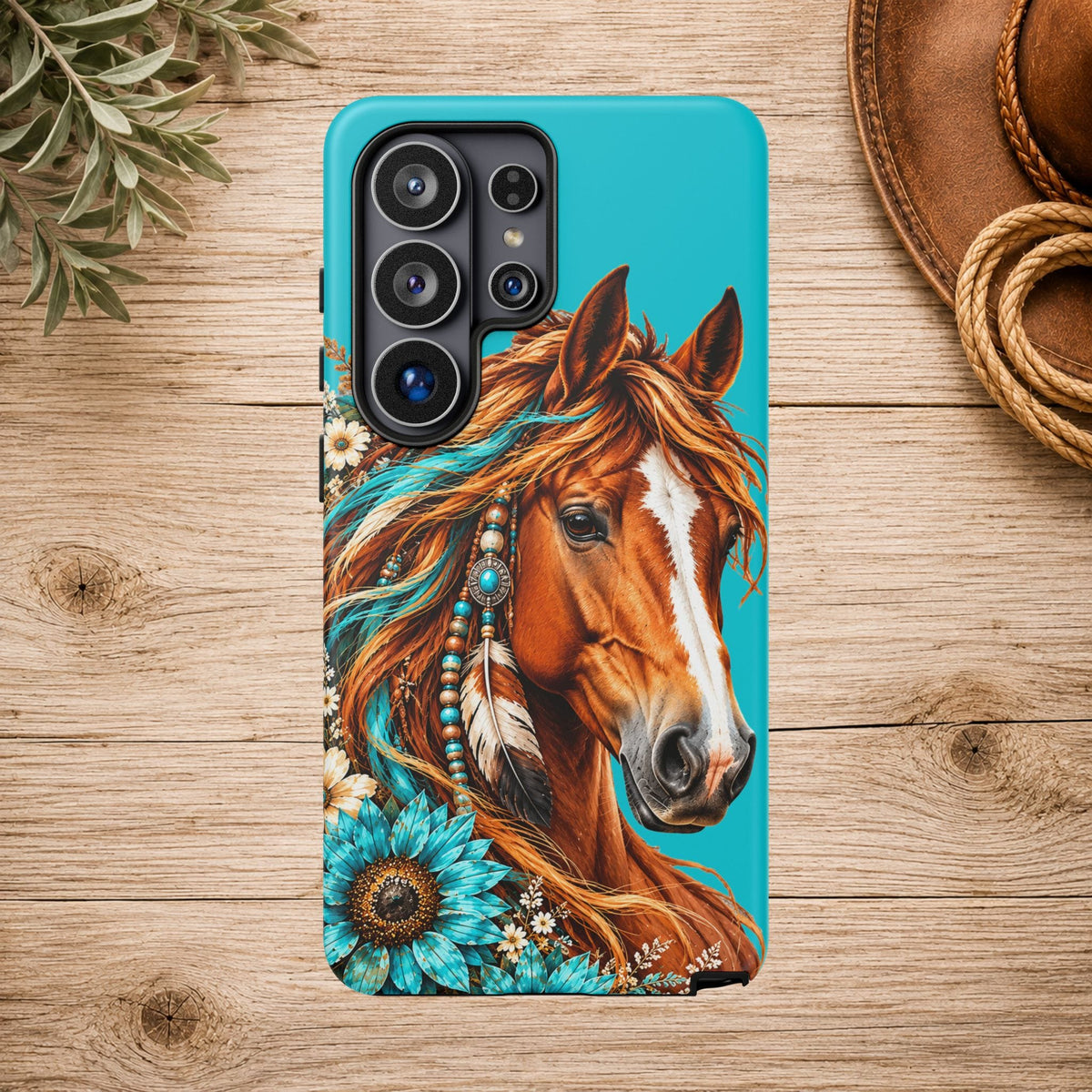 Turquoise Sunflower Horse Phone Case