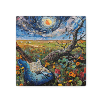 Canvas Stretched, 0.75" - Blue Guitar Swirling Blue Clouds