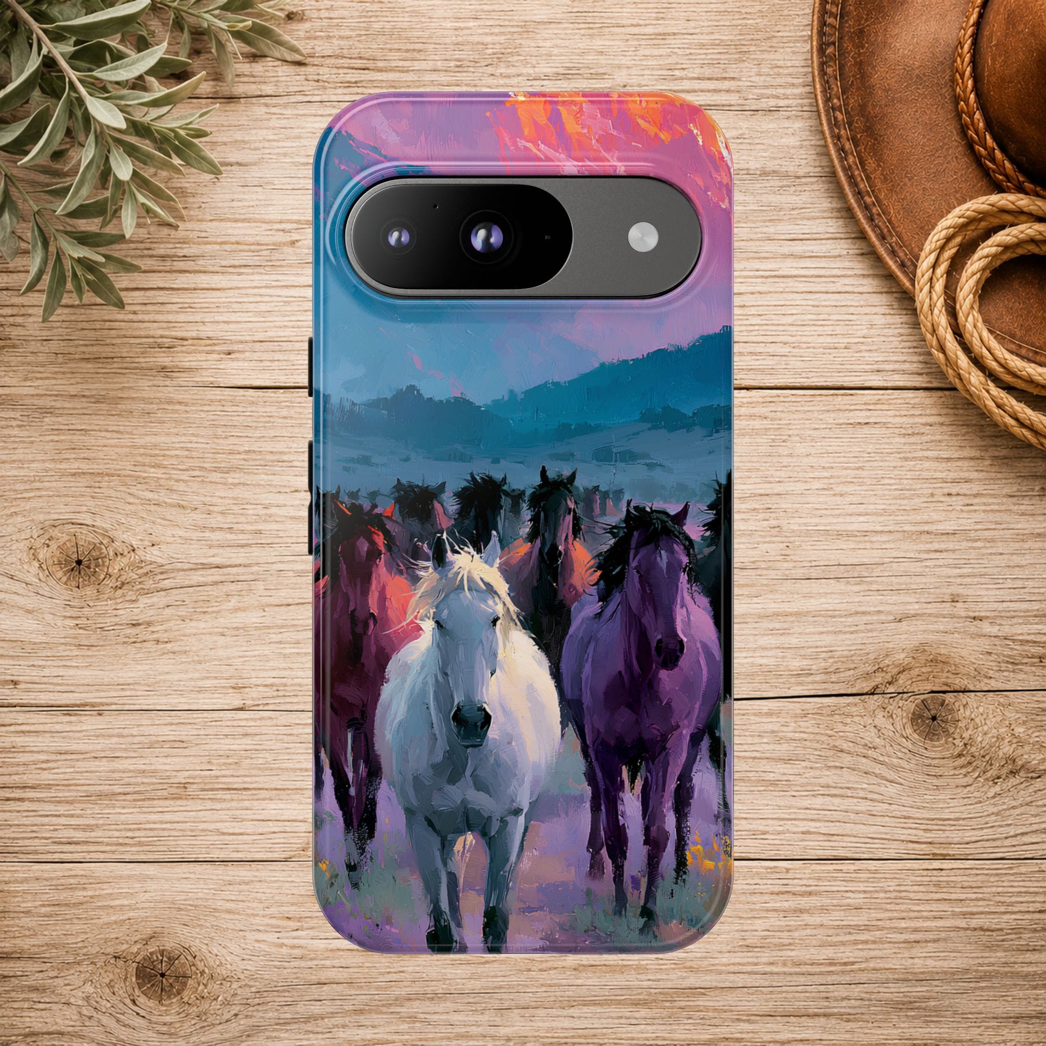 Wild Horses Sunset Mountain Phone Case