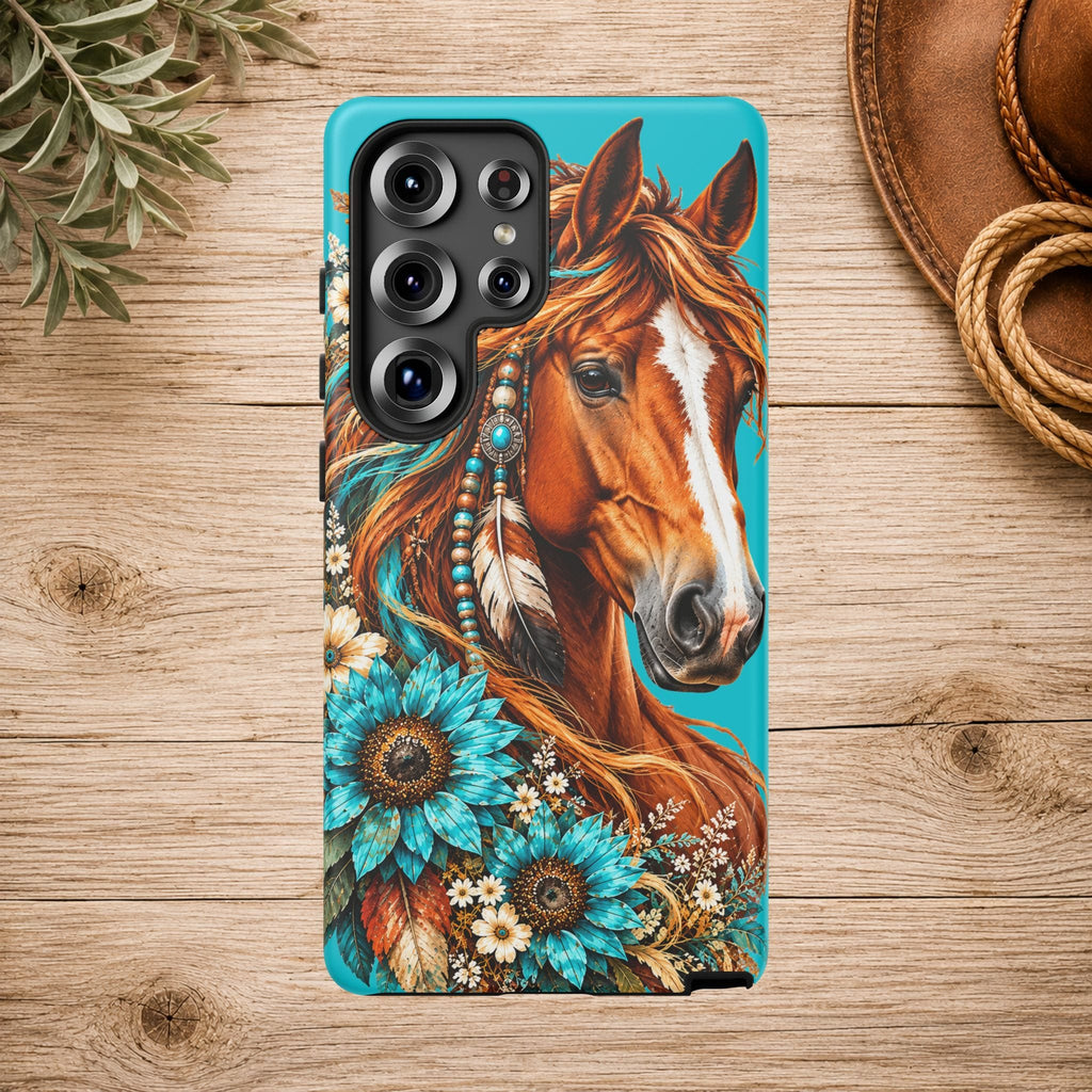 Turquoise Sunflower Horse Phone Case