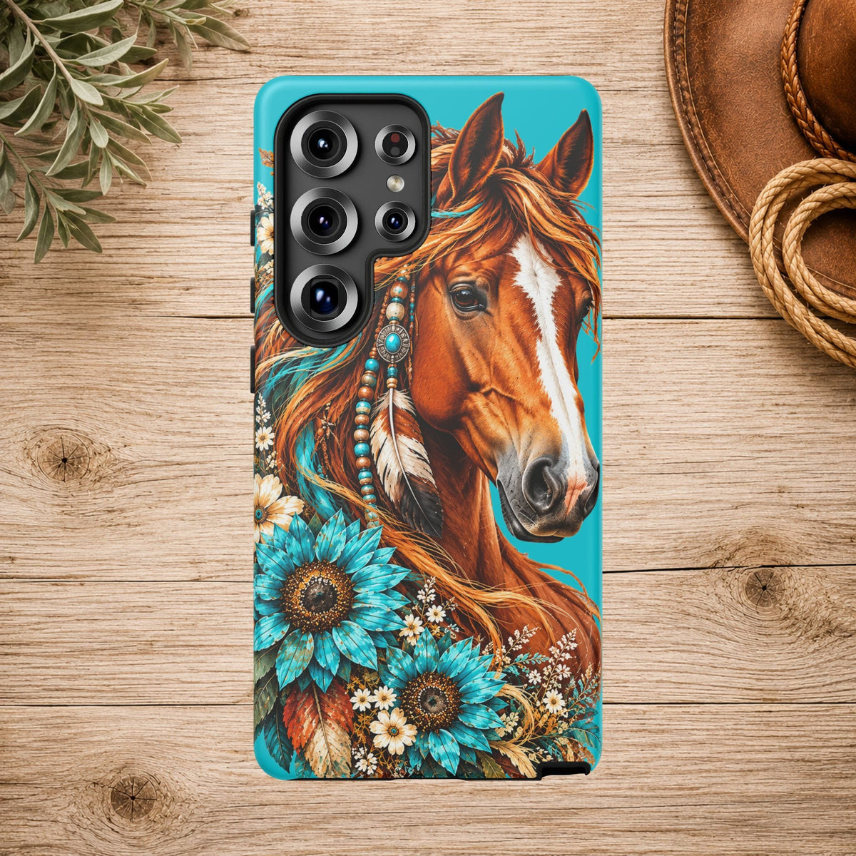 Turquoise Sunflower Horse Phone Case
