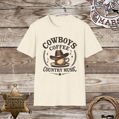 Softstyle Unisex T-Shirt -Cowboy Coffee Country Music