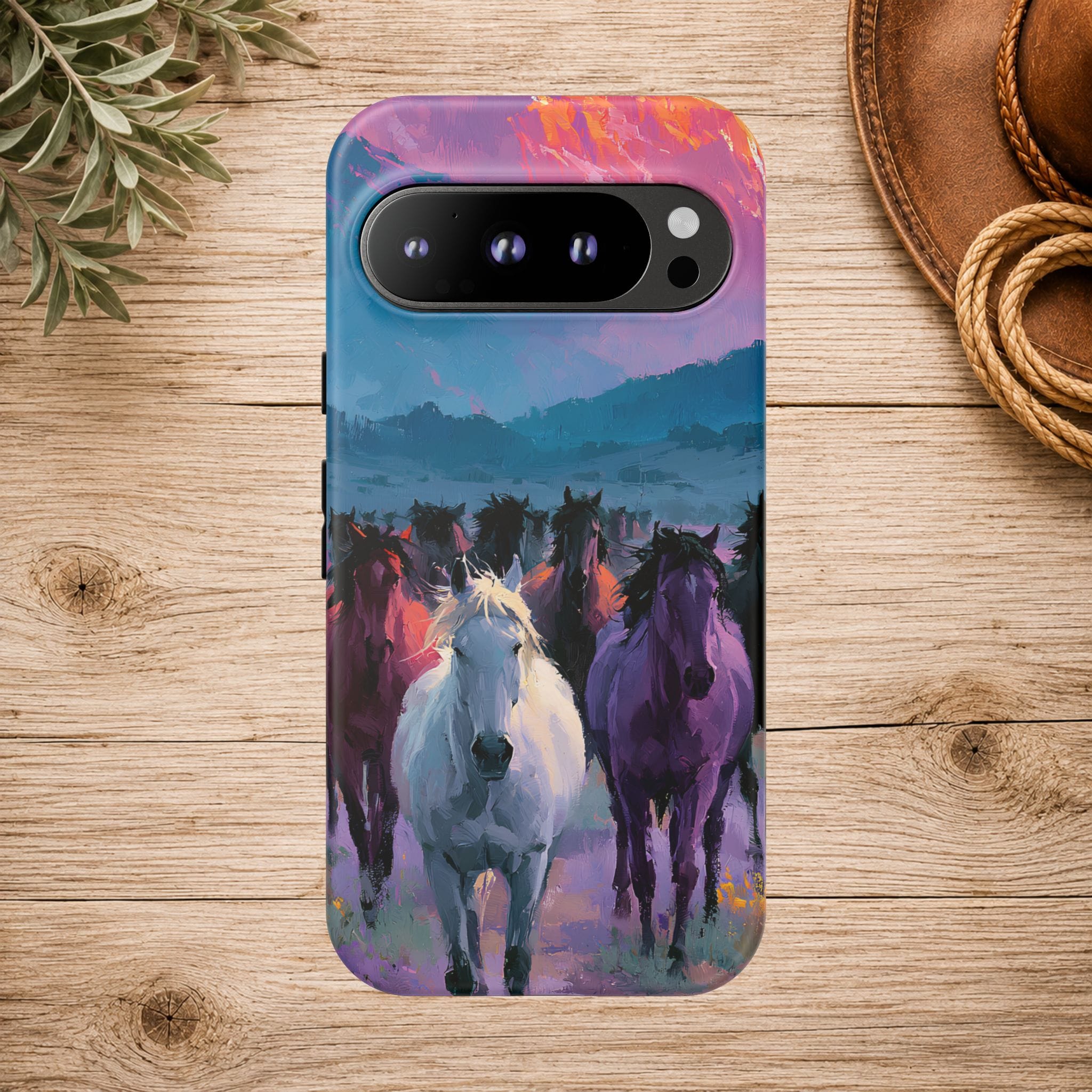 Wild Horses Sunset Mountain Phone Case