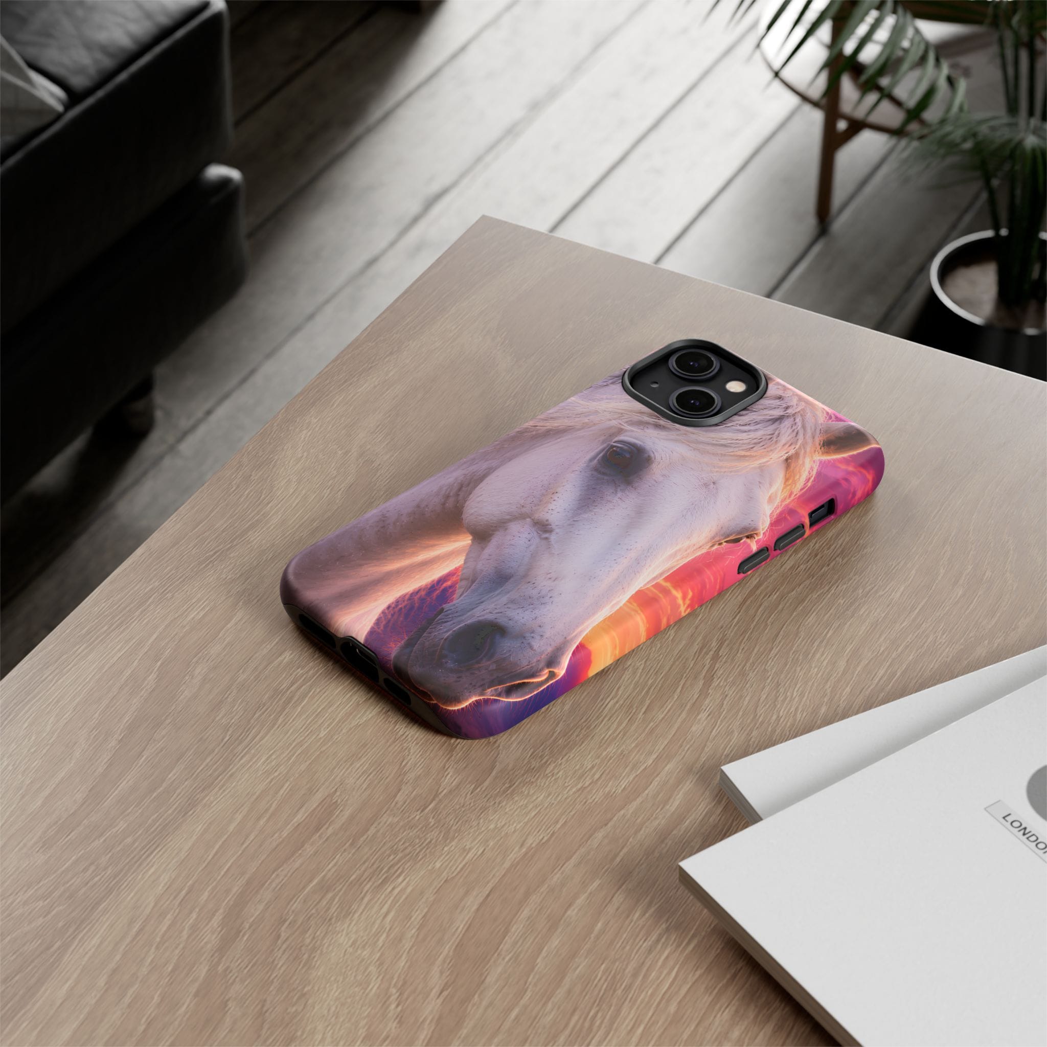 White Horse Sunset Phone Case