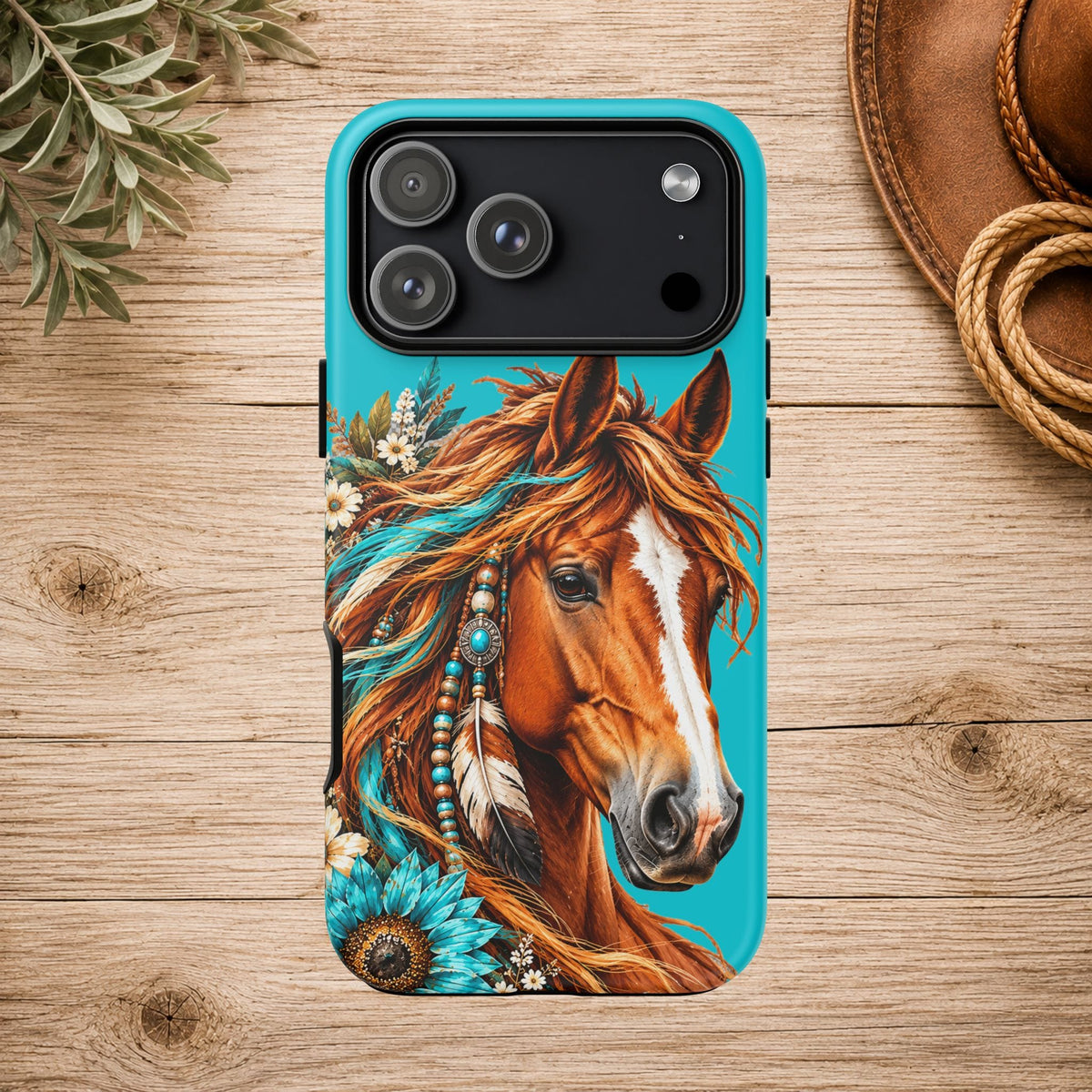 Turquoise Sunflower Horse Phone Case