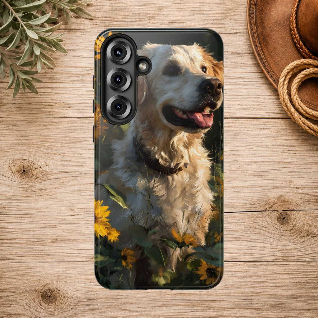 Golden Retriever Sunflower Phone Case