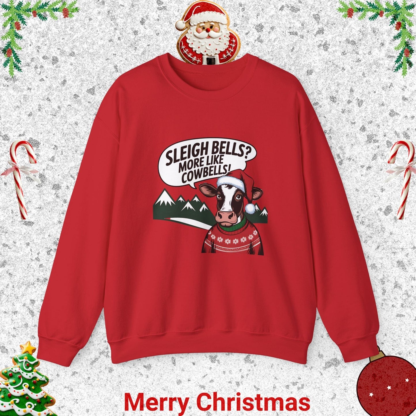 Unisex Heavy Blend™ Crewneck Sweatshirt -Sleigh Bells Cow Bells