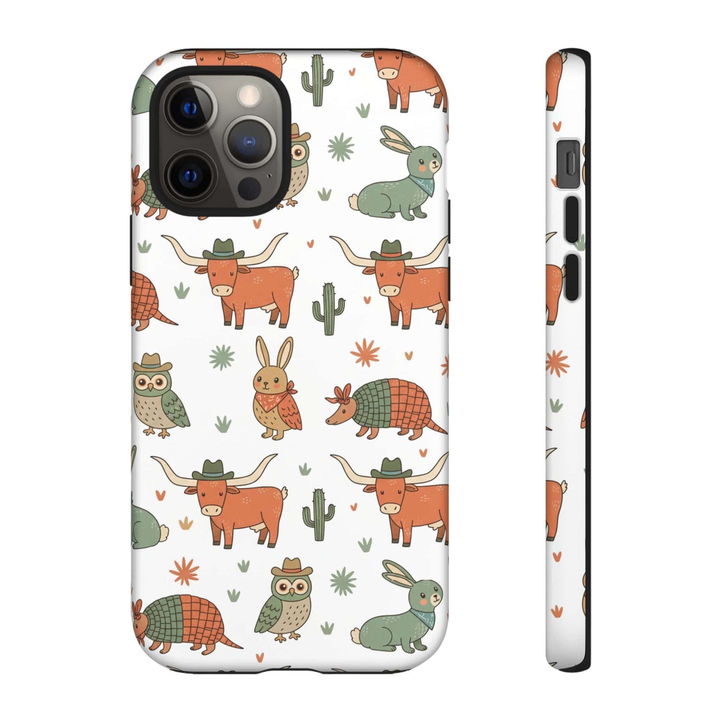 Cute Armadillo, Longhorn, Owl & Bunny Pattern-Phone Case