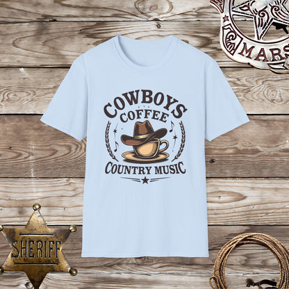 Softstyle Unisex T-Shirt -Cowboy Coffee Country Music