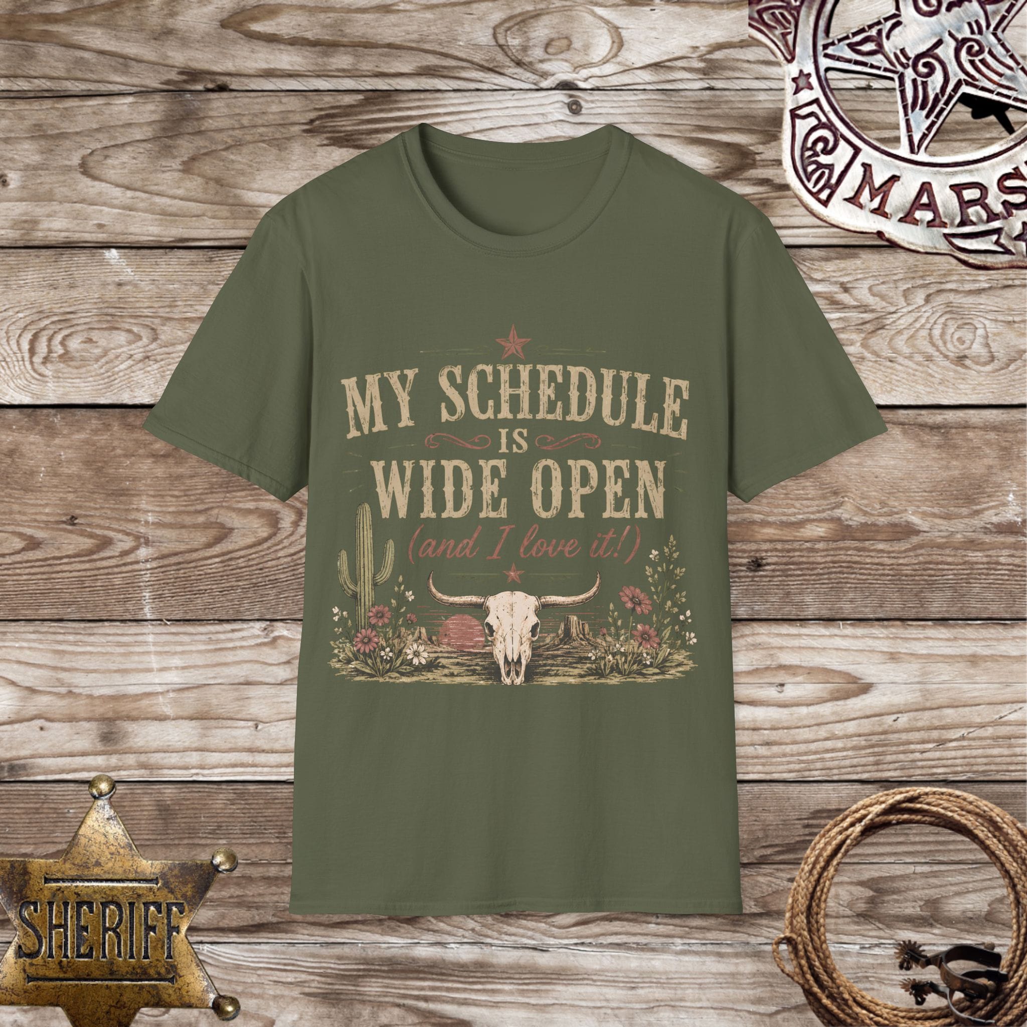 "My Schedule Is Wide Open" Western T-Shirt