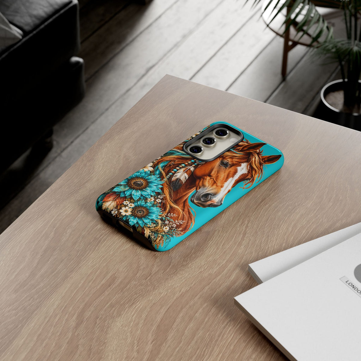 Turquoise Sunflower Horse Phone Case
