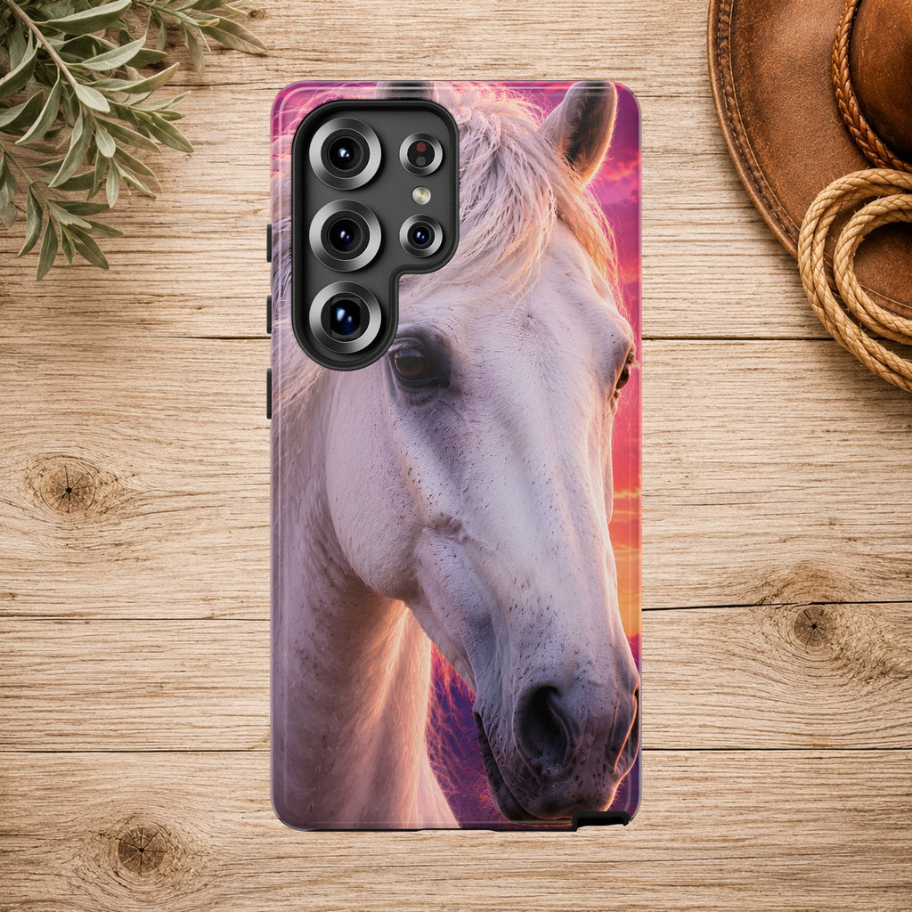 White Horse Sunset Phone Case