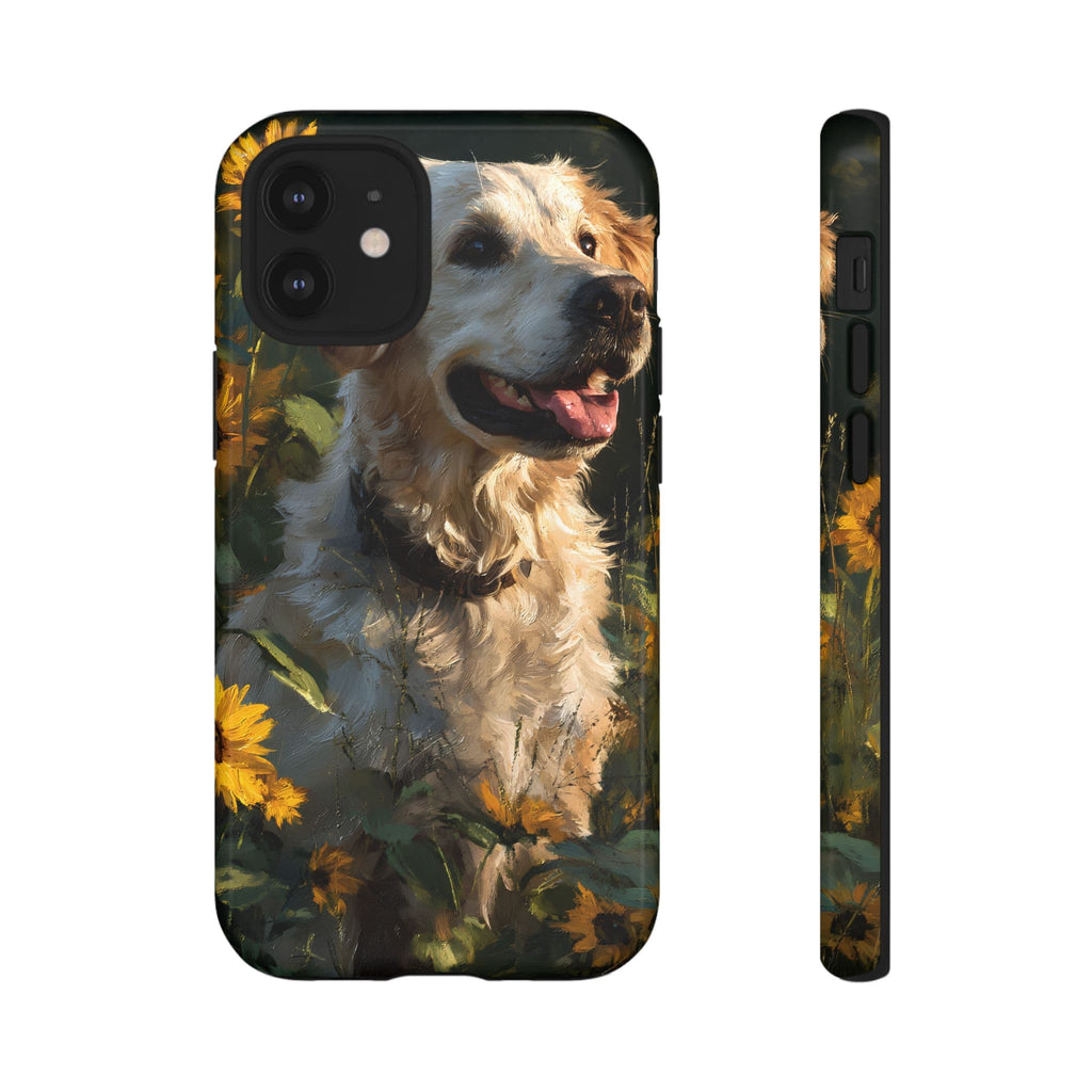 Golden Retriever Sunflower Phone Case