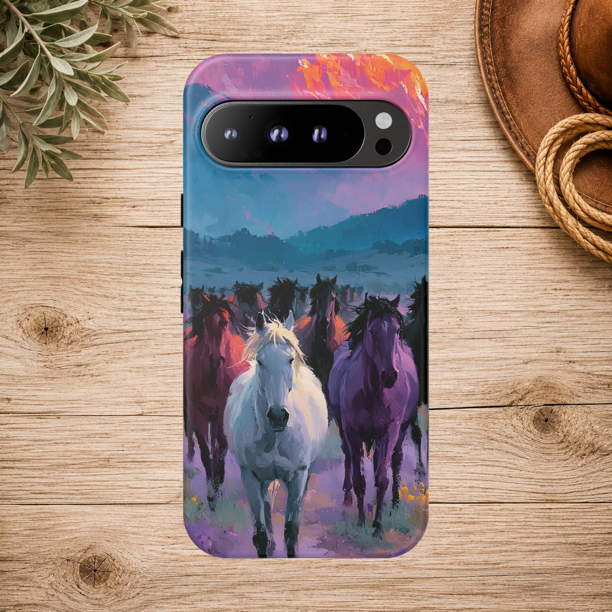 Wild Horses Sunset Mountain Phone Case