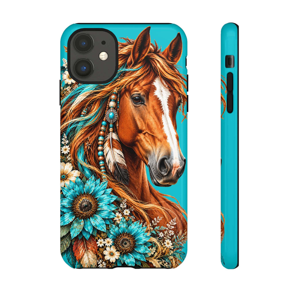 Turquoise Sunflower Horse Phone Case