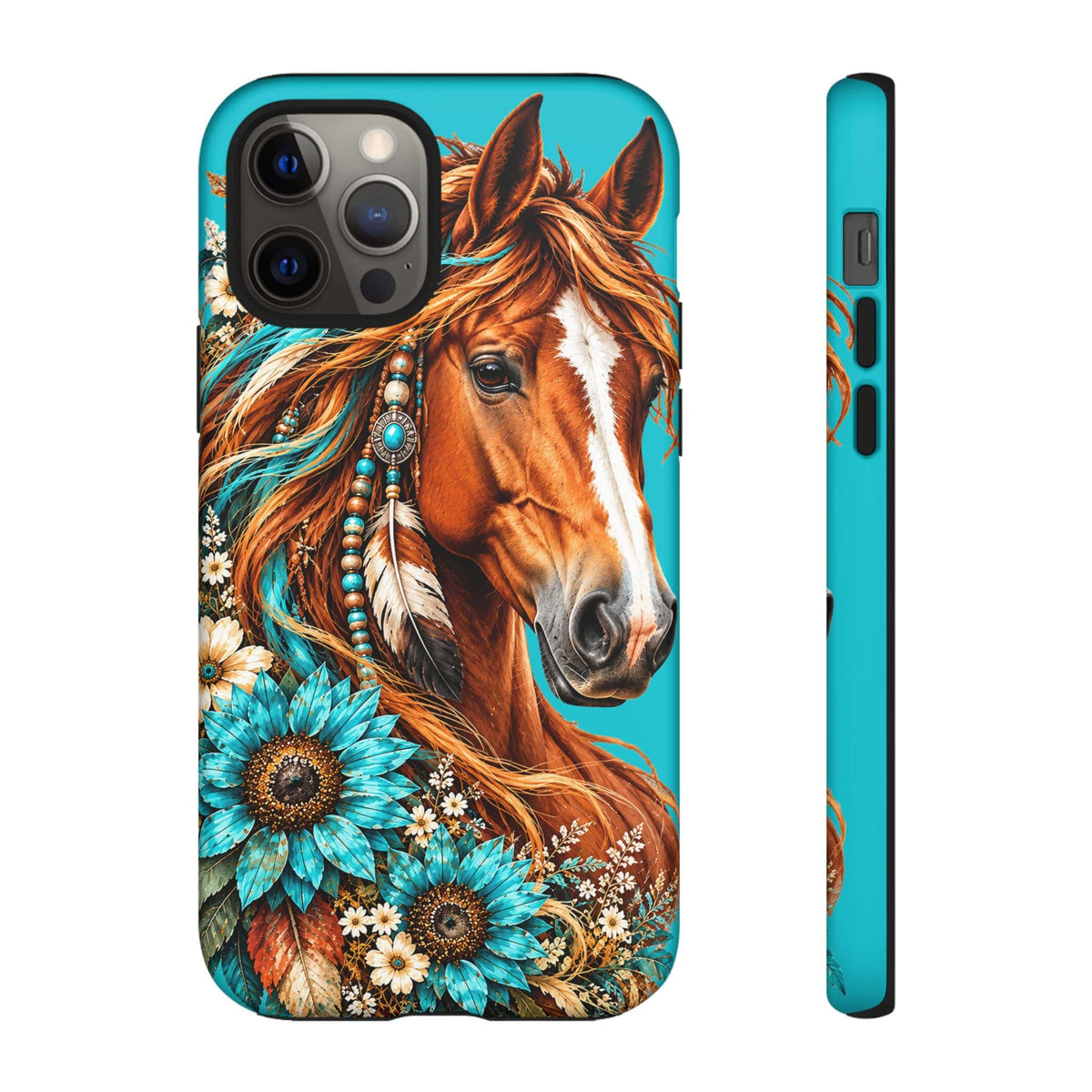 Turquoise Sunflower Horse Phone Case