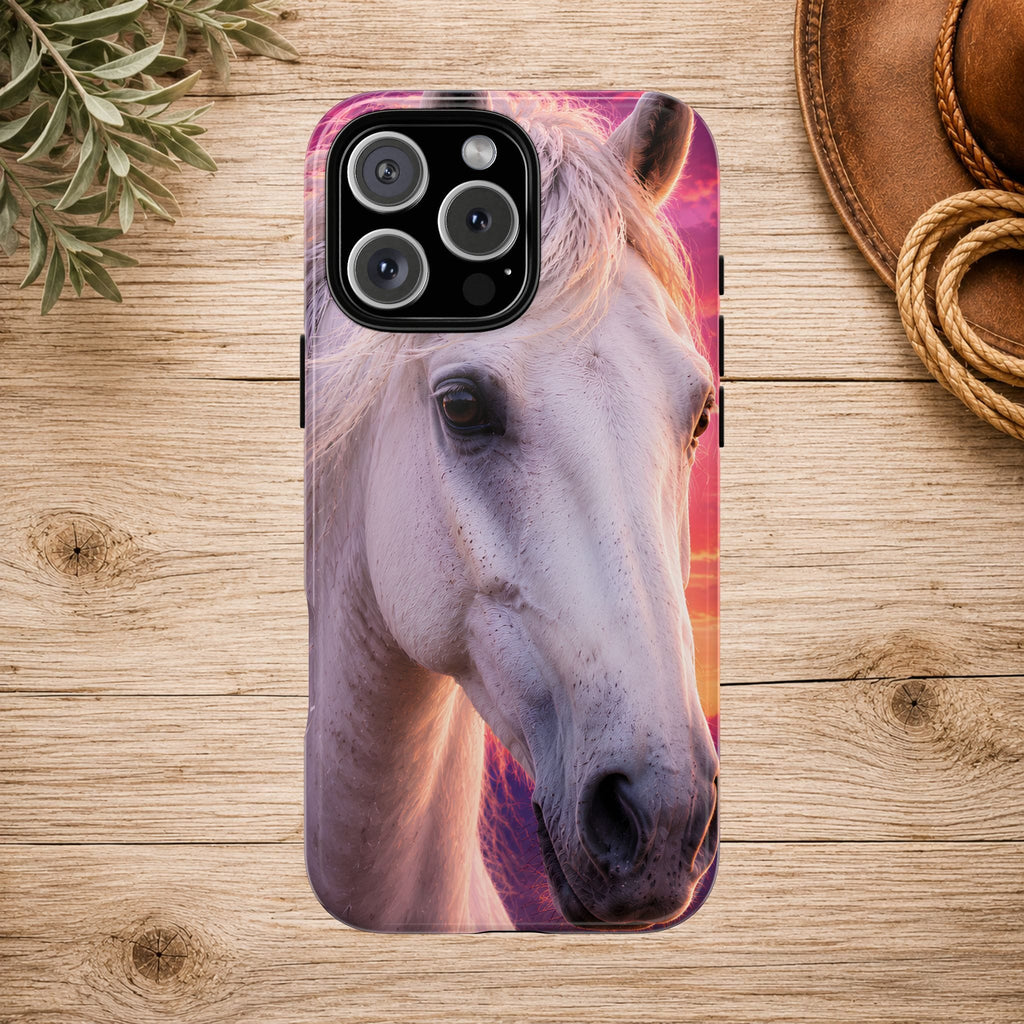 White Horse Sunset Phone Case