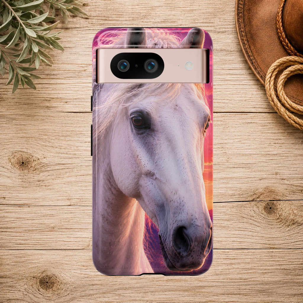 White Horse Sunset Phone Case