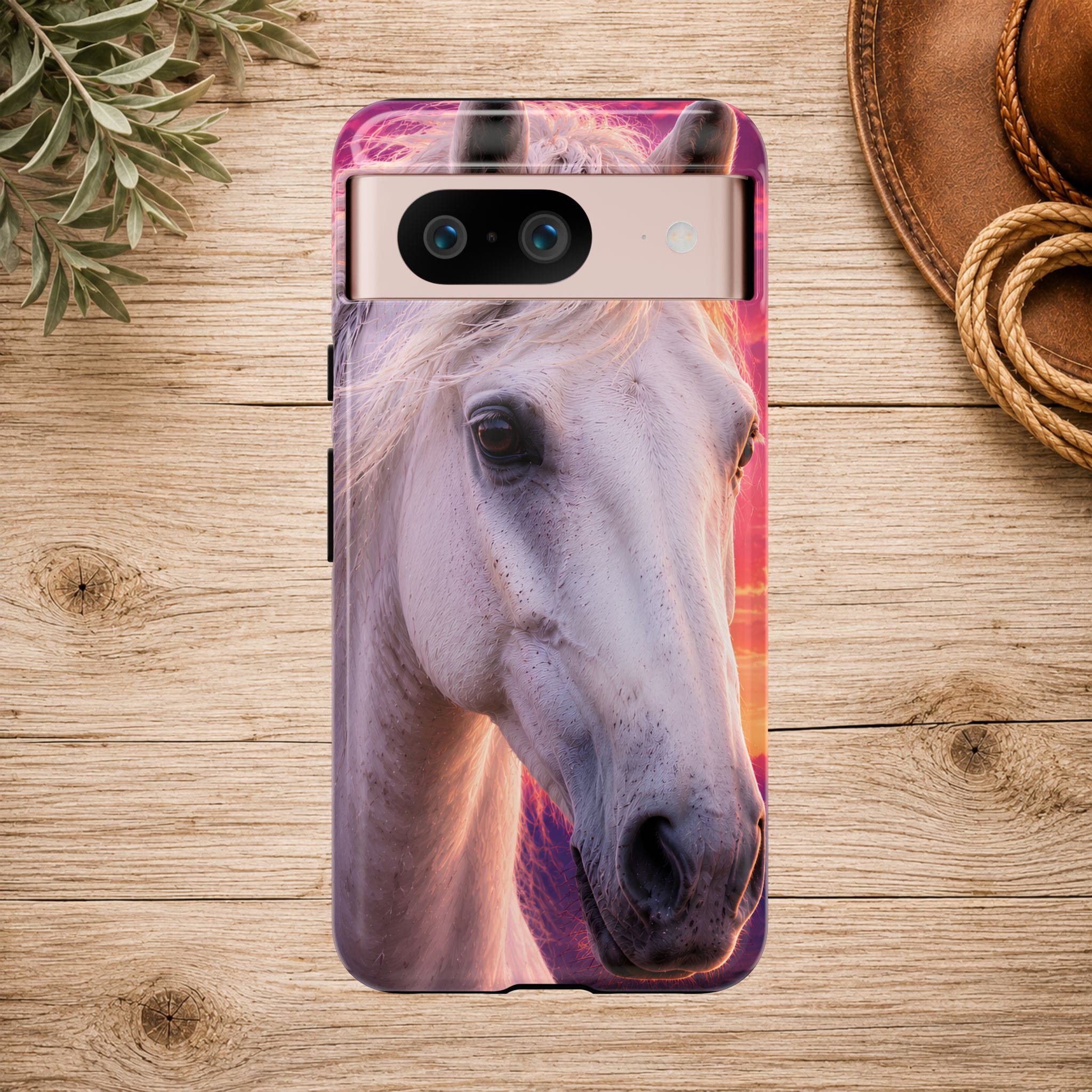 White Horse Sunset Phone Case