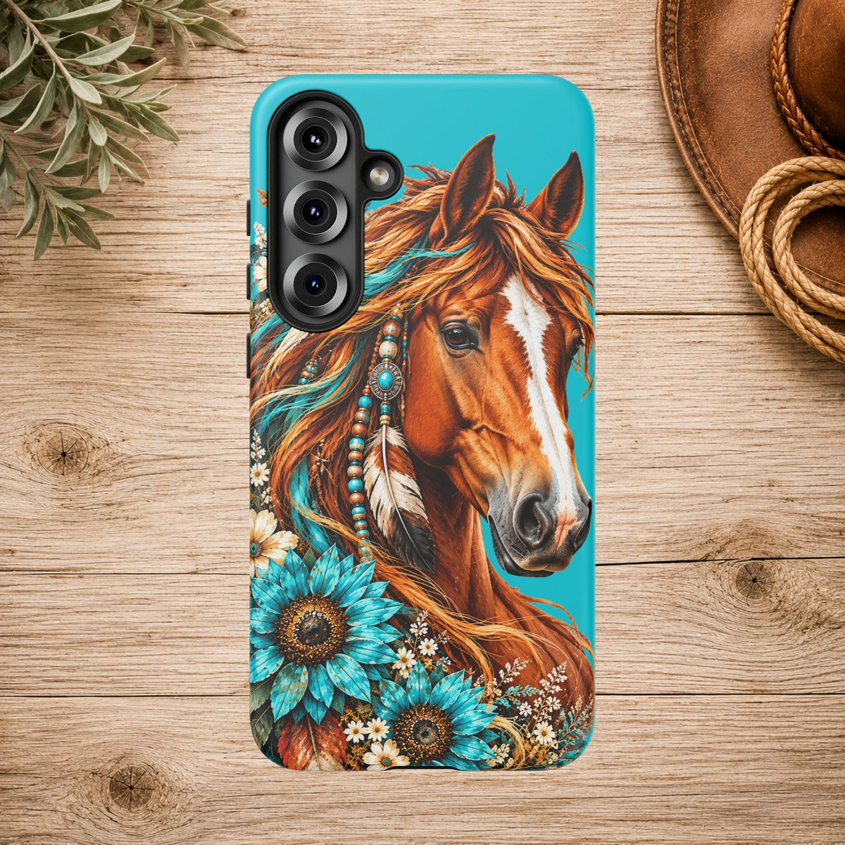 Turquoise Sunflower Horse Phone Case
