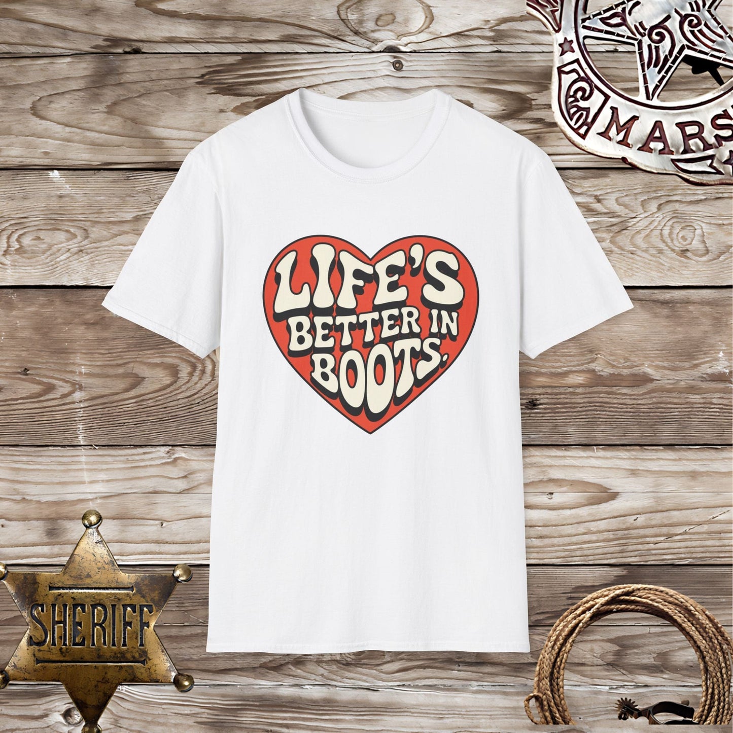 Softstyle Unisex T-Shirt:Life Better inn Boots