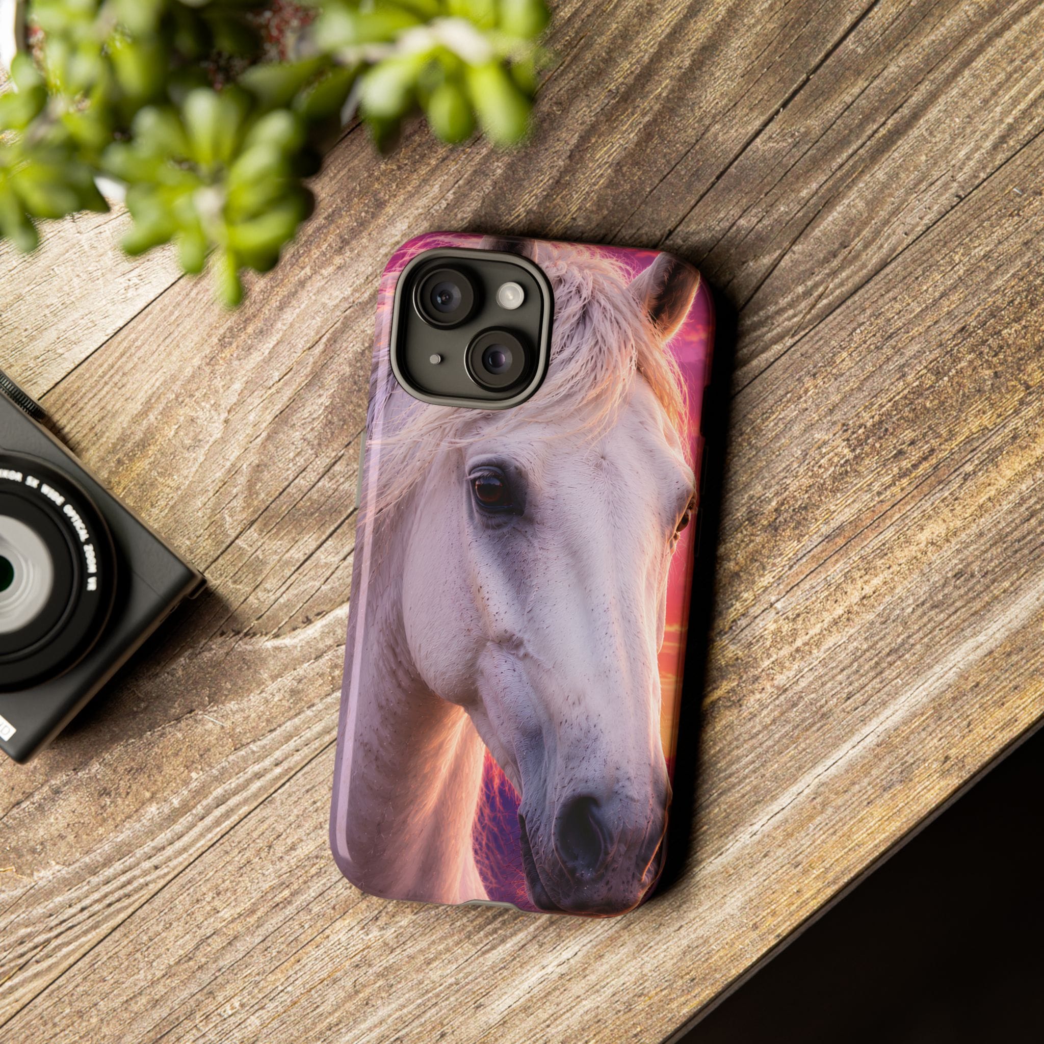 White Horse Sunset Phone Case