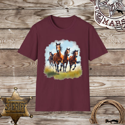 Softstyle  Unisex T-Shirt: Galloping Horses