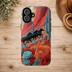 Desert Wild Horses Floral Phone Case