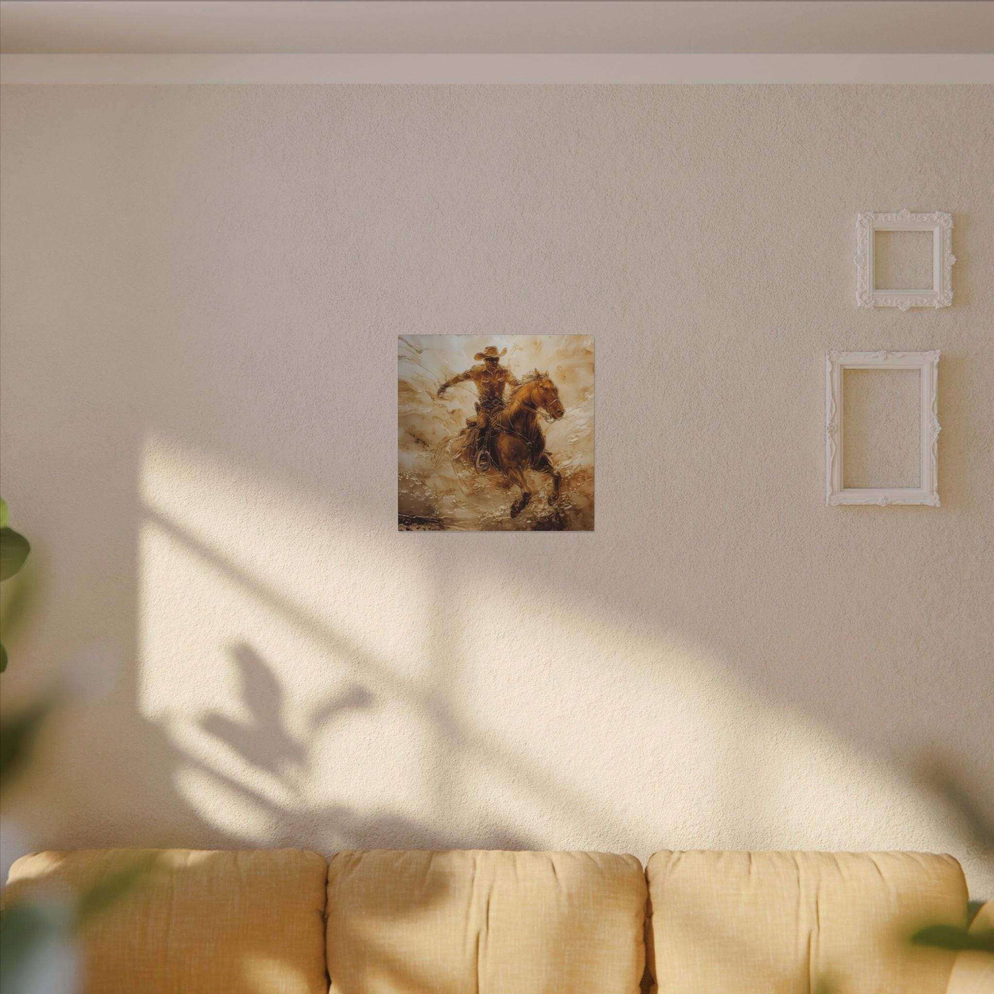 Matte Canvas, Stretched, 0.75"Cowboy Galloping on his Horse