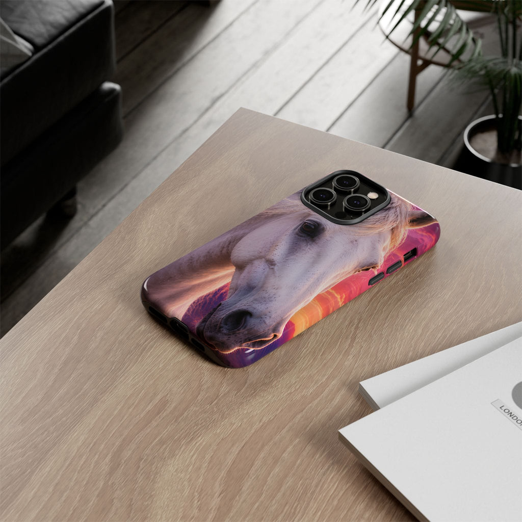 White Horse Sunset Phone Case