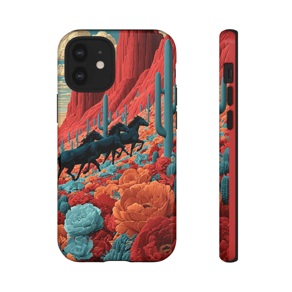Desert Wild Horses Floral Phone Case