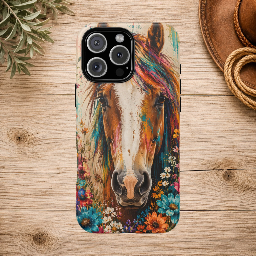 Boho Wildflower Horse Phone Case