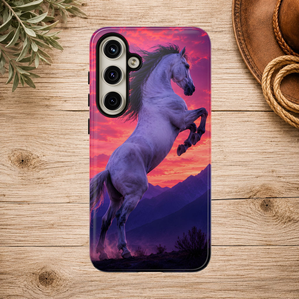 Rearing White Horse Sunset Phone Case