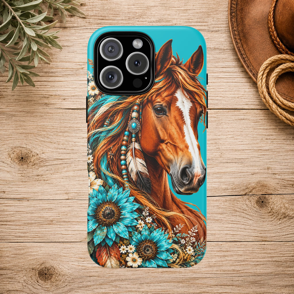 Turquoise Sunflower Horse Phone Case