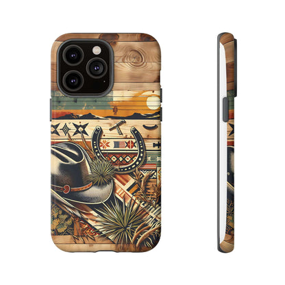 Tough Cases  -wooden Background Hat and horseshoe