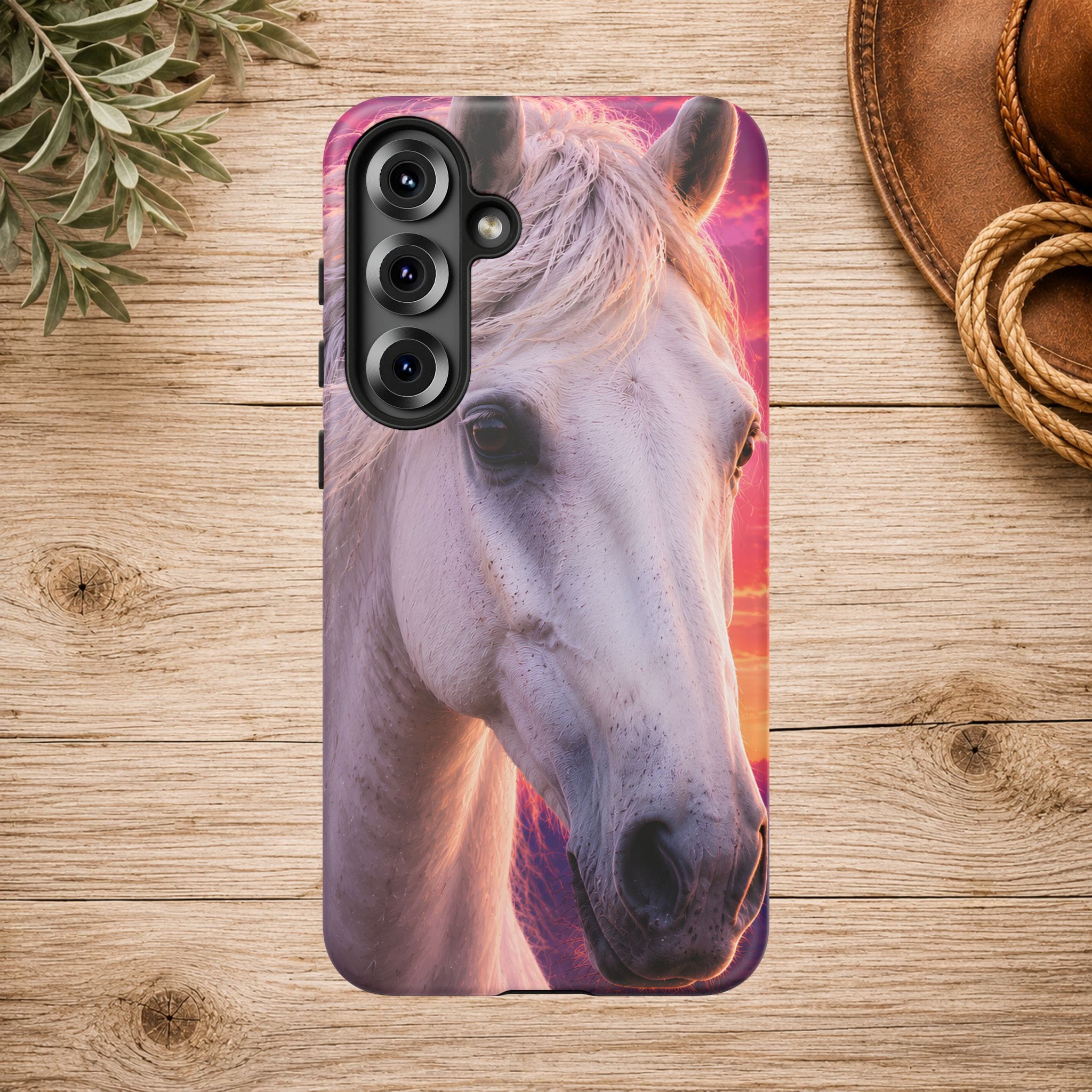 White Horse Sunset Phone Case