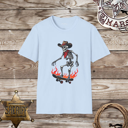 Softstyle Unisex T-Shirt: Skater Cowboy Skeleton