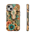 Turquoise Floral Longhorn Western Phone Case