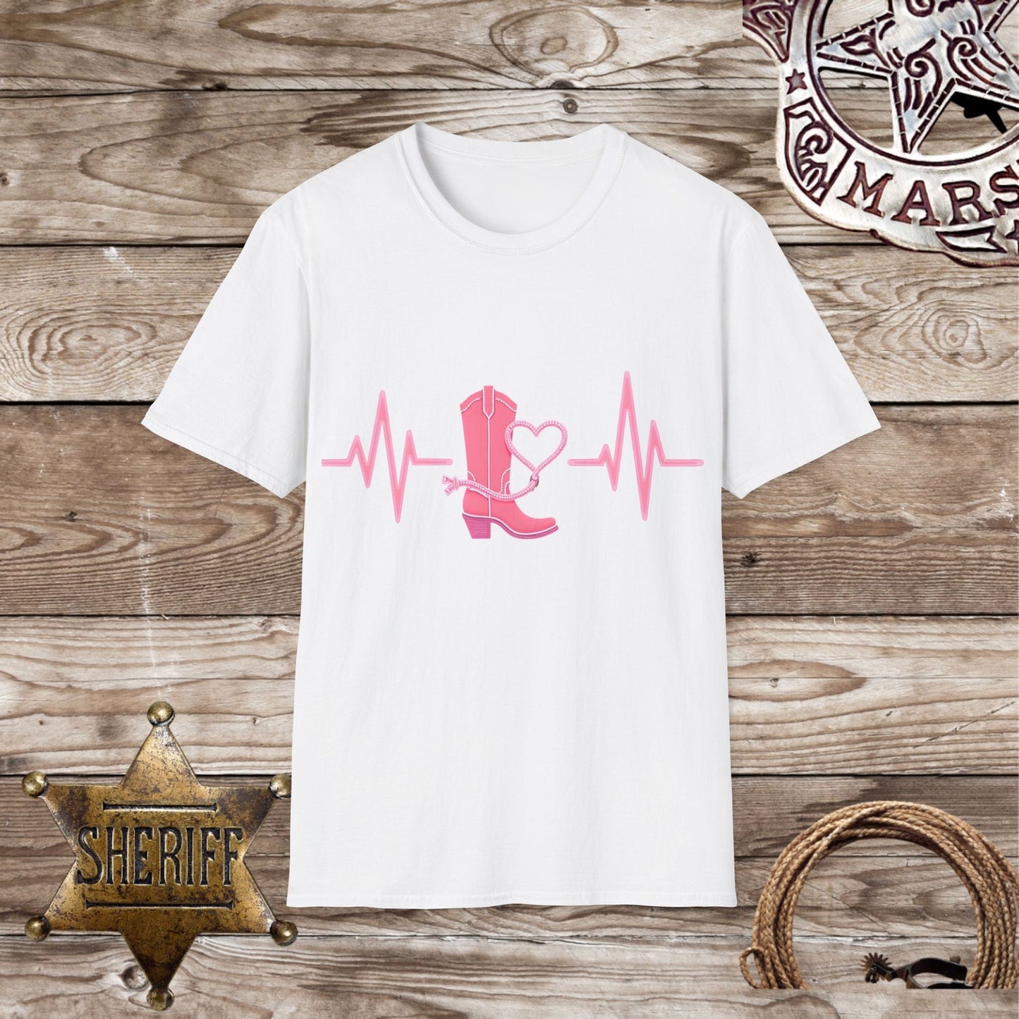 Softstyle Unisex T-Shirt - Heartbeats & Cowboy Boots