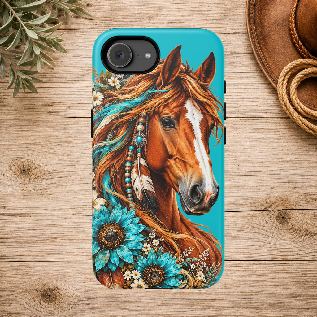 Turquoise Sunflower Horse Phone Case