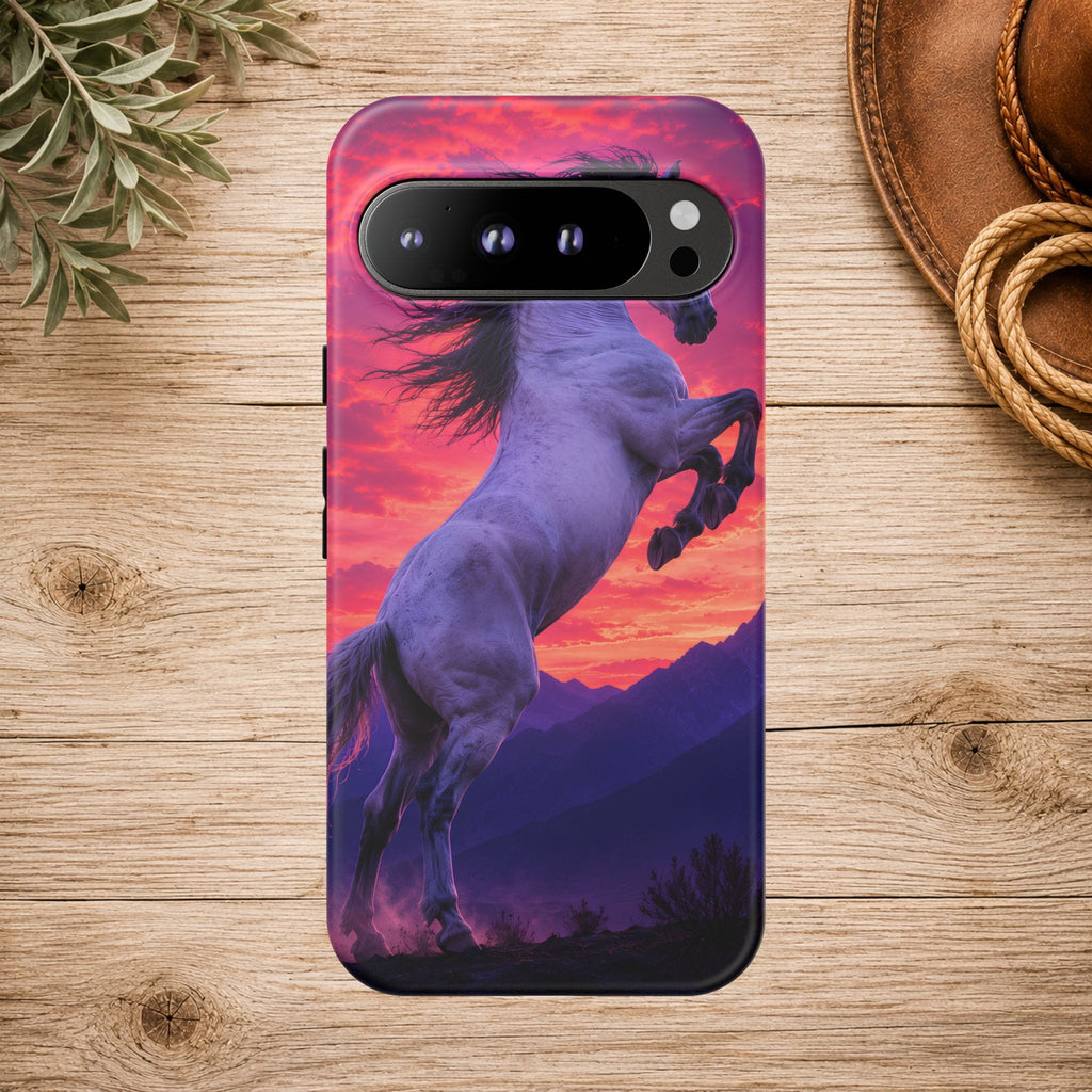 Rearing White Horse Sunset Phone Case