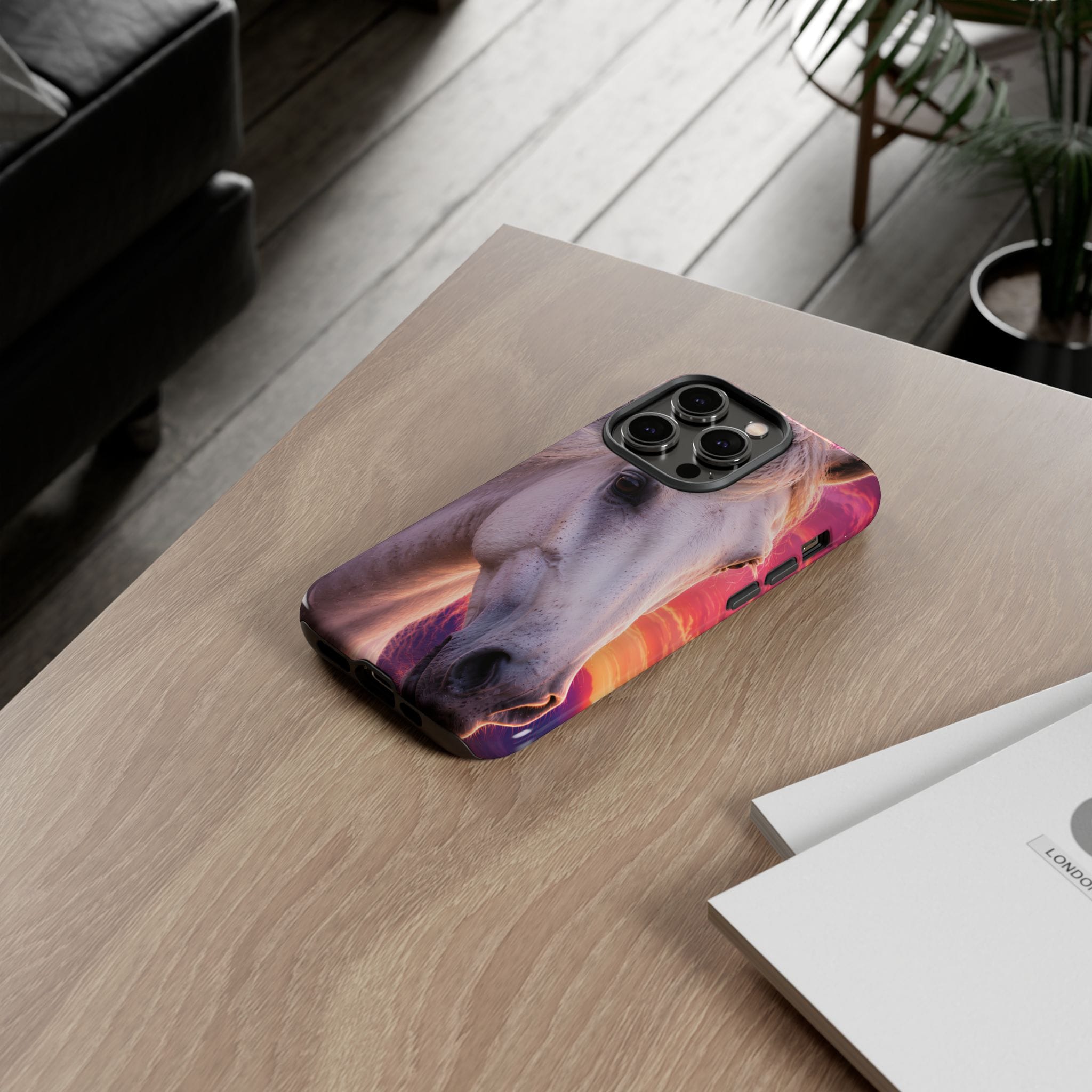 White Horse Sunset Phone Case