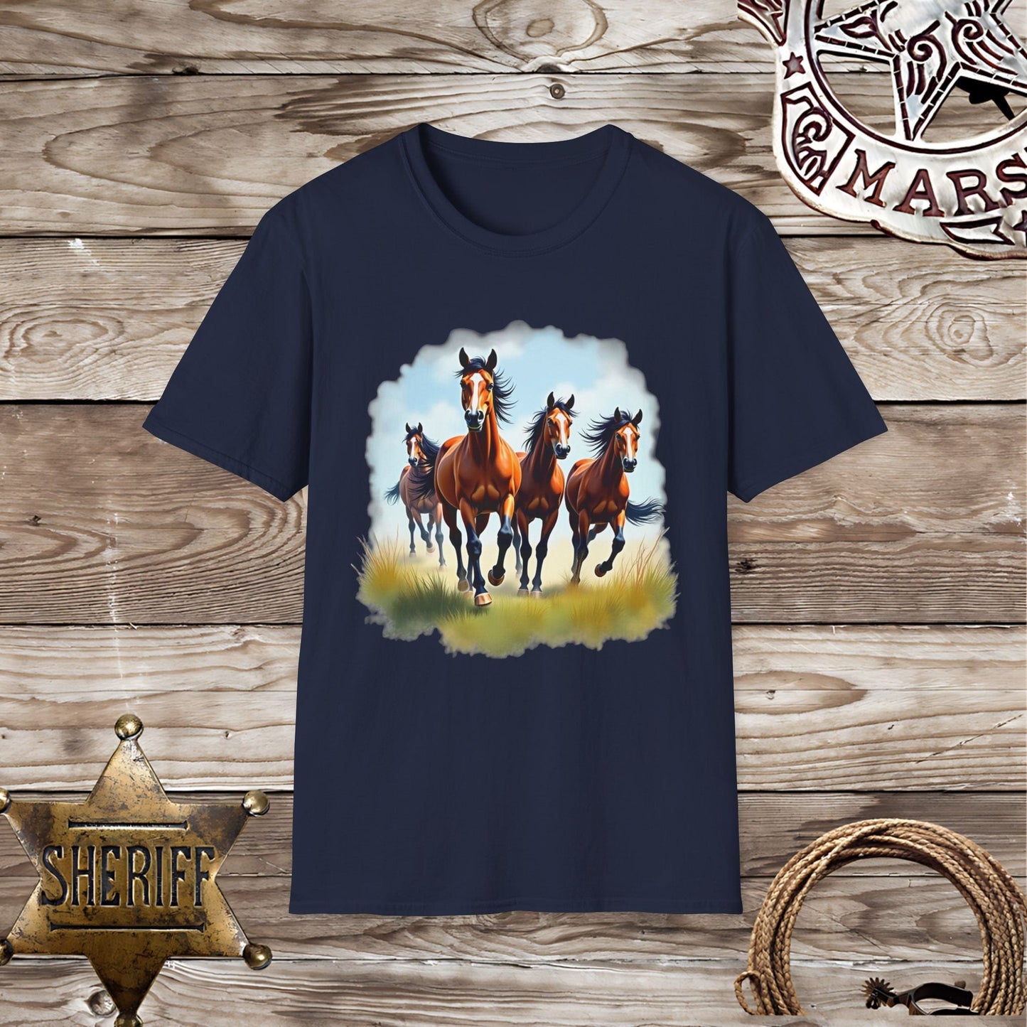 Softstyle  Unisex T-Shirt: Galloping Horses