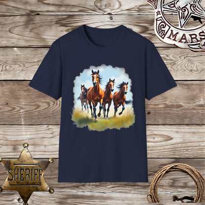 Softstyle  Unisex T-Shirt: Galloping Horses