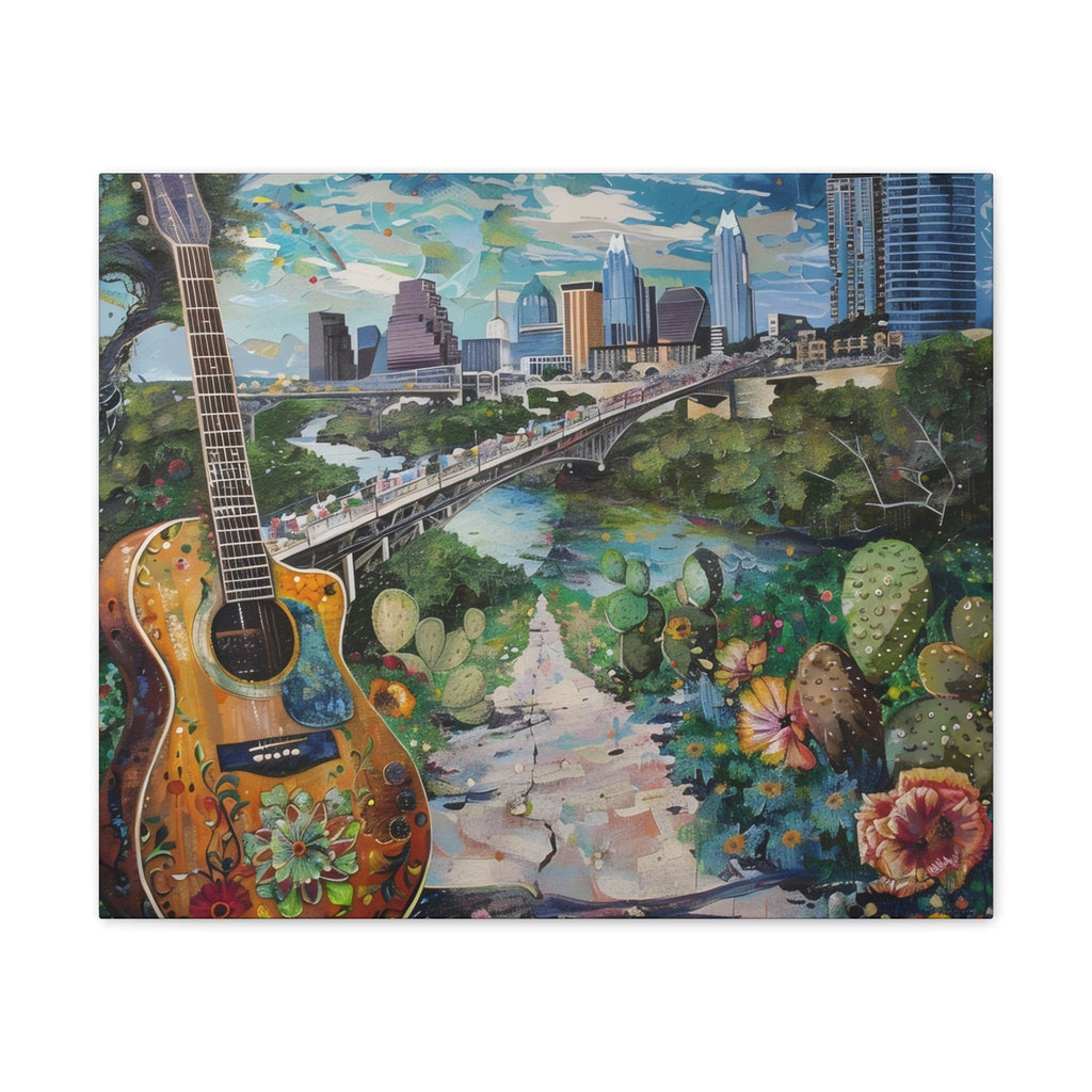 Canvas Stretched, 0.75"-  Guitar, Cactus and City