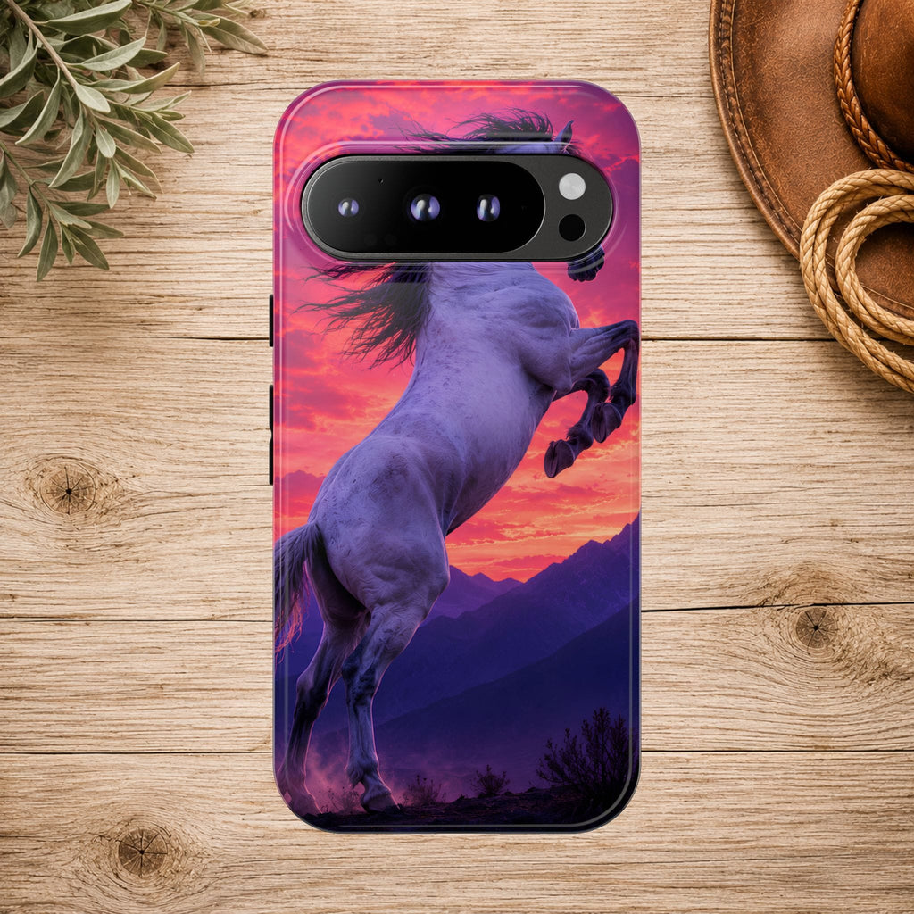 Rearing White Horse Sunset Phone Case