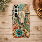 Turquoise Floral Longhorn Western Phone Case