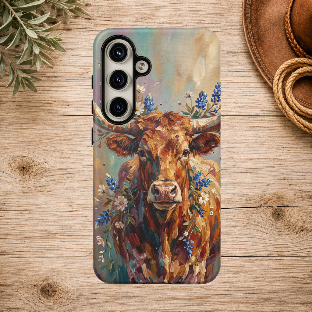 Texas Bluebonnet Longhorn Phone Case