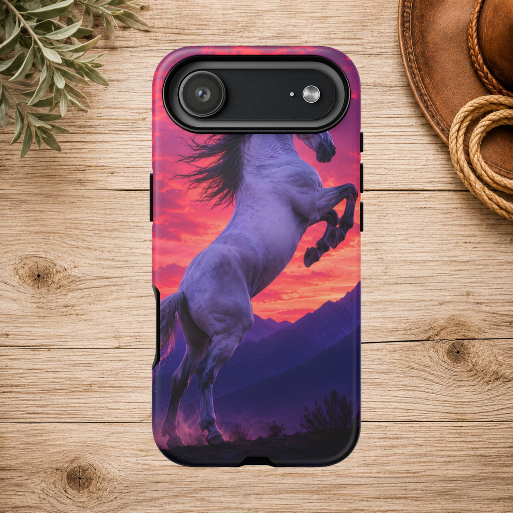 Rearing White Horse Sunset Phone Case