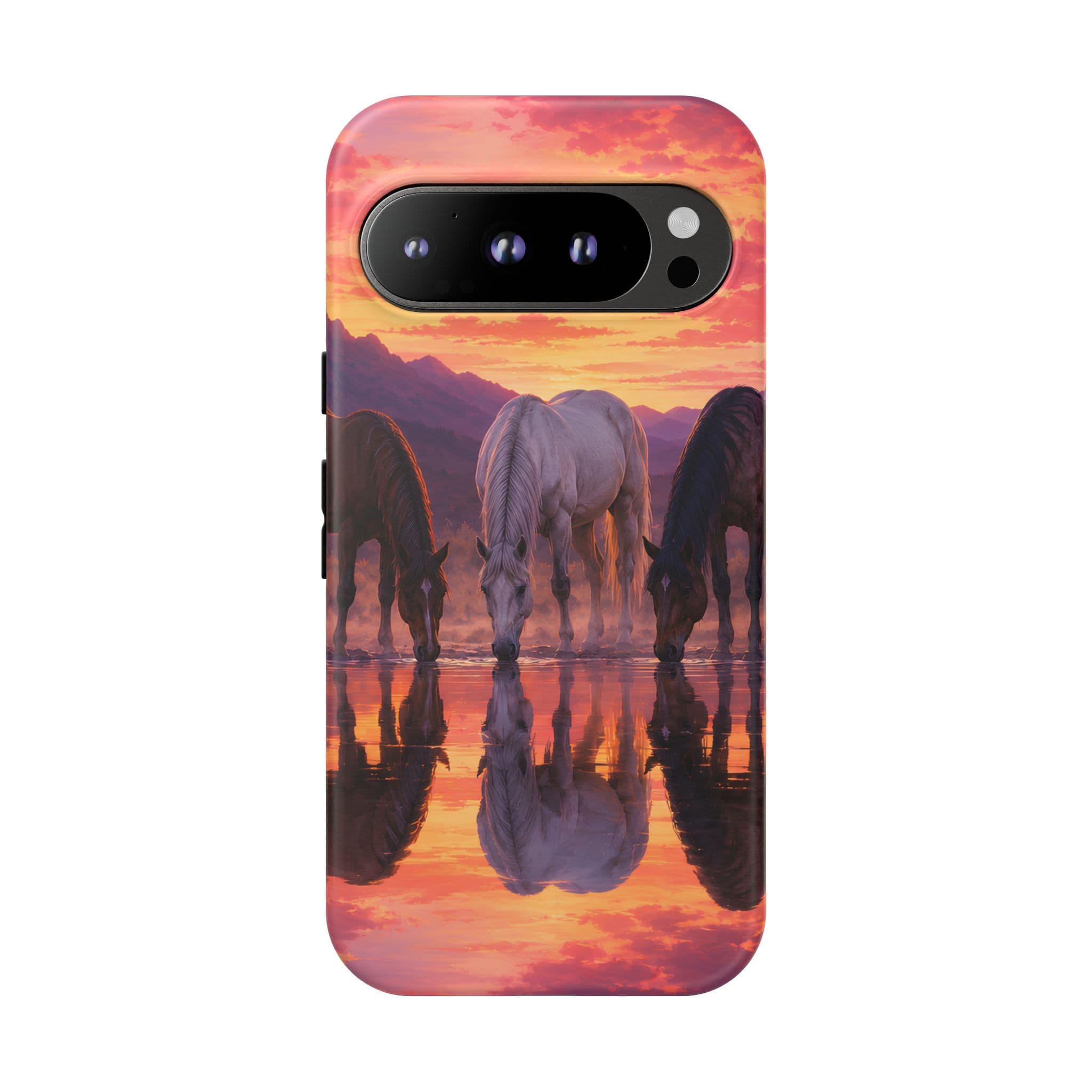 Horses at Sunset Reflection Phone Case